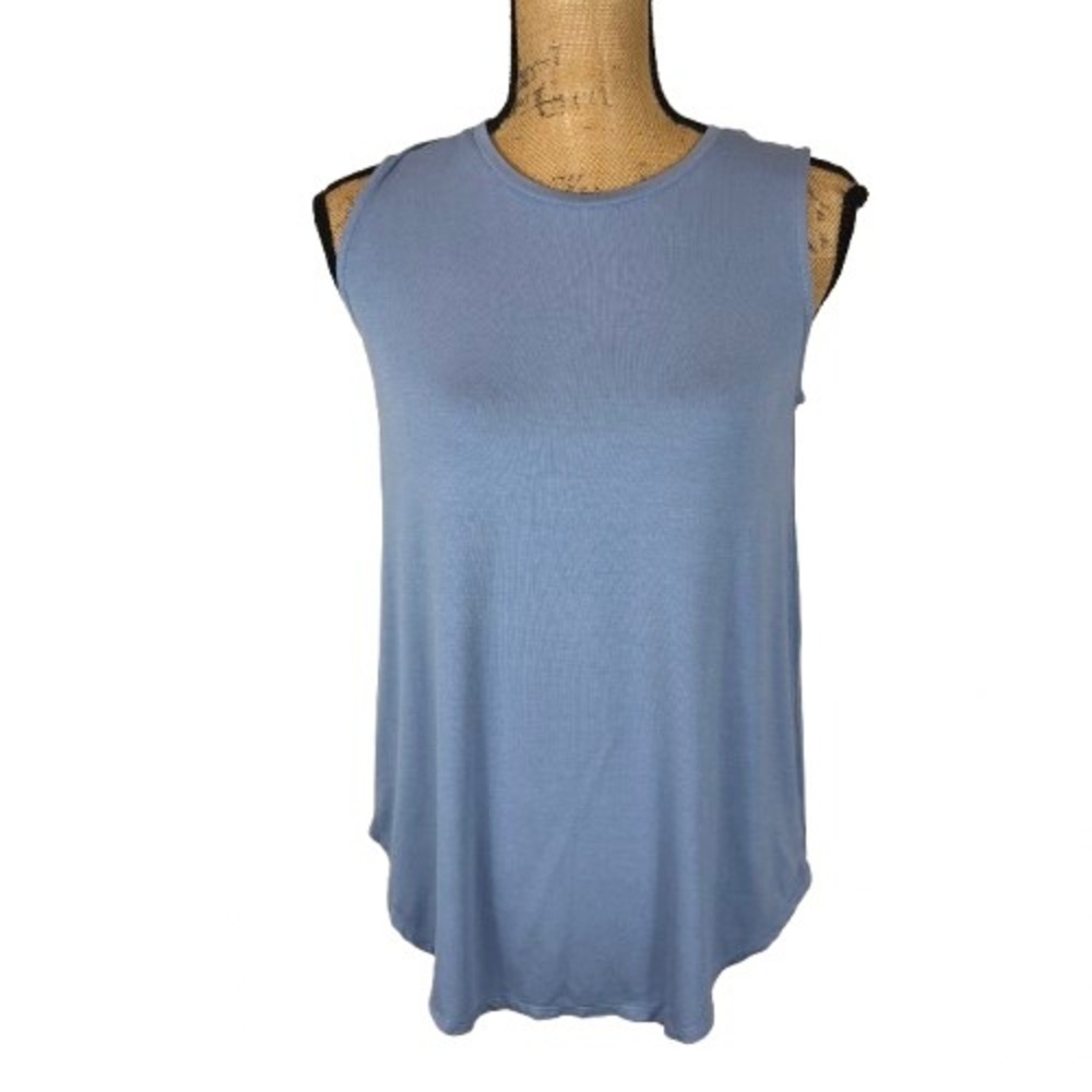 Wynne Layers Dusty Blue Tank Top Sleeveless‎ Rayon Spandex Knit Relaxed Size XS